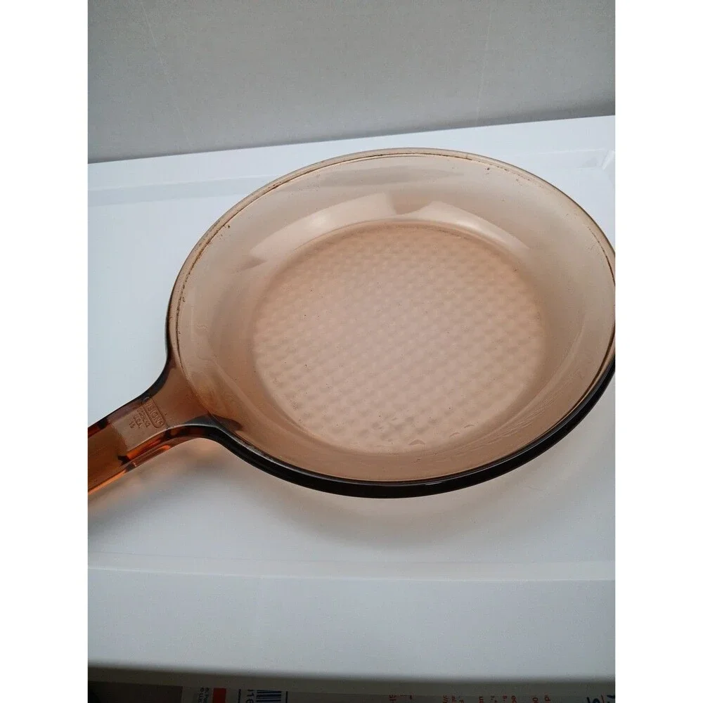 Pyrex Corning Visionware Amber Frying Pan, Waffle Bottom 10 Inch No Lid